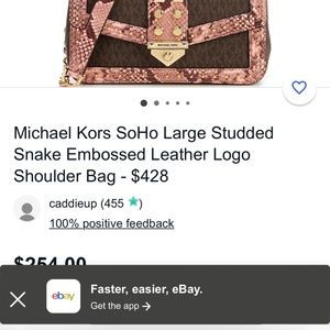 NWT Michael Kors Snakeskin Trim Studded Crossbody Handbag